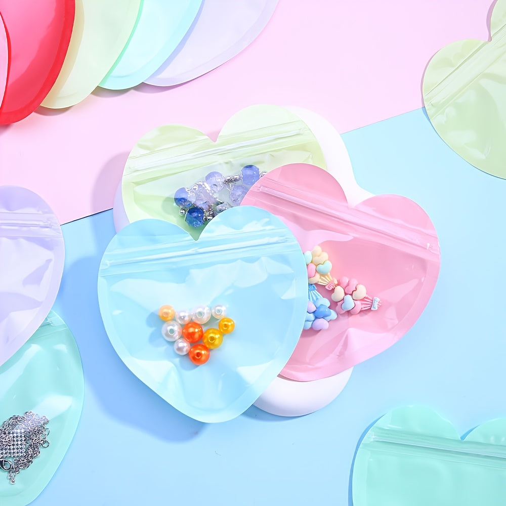 10PCS 3.94-Inch Heart-Shaped Transparent Jewelry Gift Bags