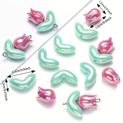 20PCS Pink Tulip Acrylic Bead Set