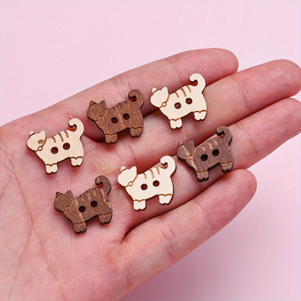Kitten Wood Double Hole Buttons