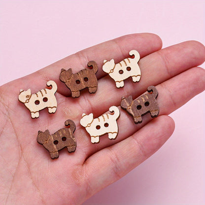 Kitten Wood Double Hole Buttons