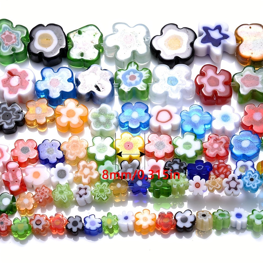 Transparent Floral Glazed Beads