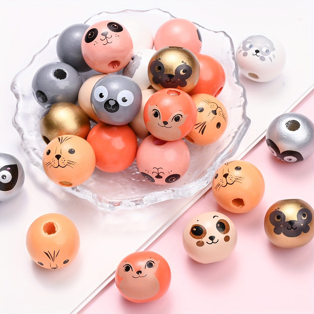 Animal Pattern Wooden Beads