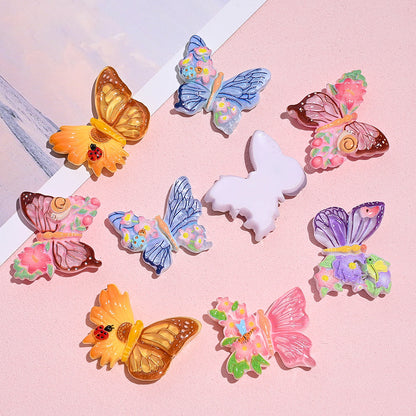 10PCS 22×26mm Colorful Butterfly Resin Flatback Embellishment Set