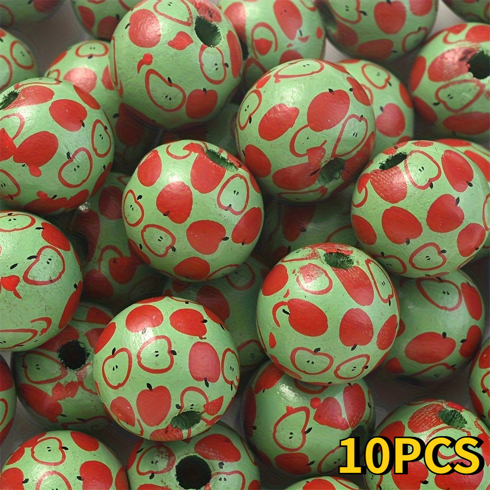 Apple Pattern Wooden Beads