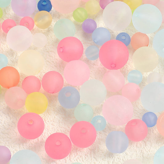 8-16 mm Colored Frosted Round Acrylic Spacer Beads