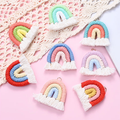 2PCS 33×39mm Rainbow Tassel Pendant Set