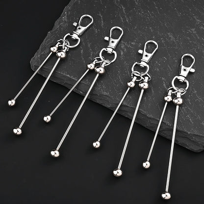Silvery Beaded Keychain Set