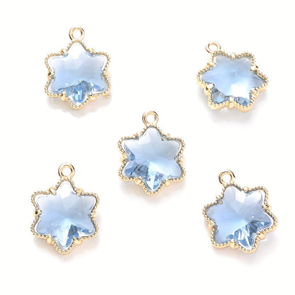 5PCS 13×16mm Faceted Ice Flower Glass Pendant Set