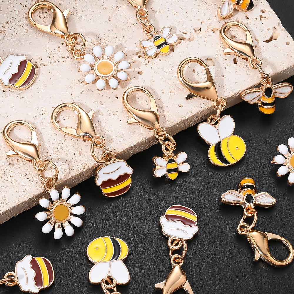 Bee and Daisy Enamel Pendant Charms