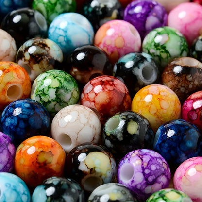 8 mm Mixed Color Cracked Acrylic Beads