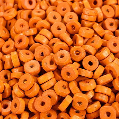 100PCS 8mm Flat Round Wooden Spacer Bead Set