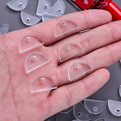 12x20 mm Clear White Acrylic Semicircular Spacer Beads