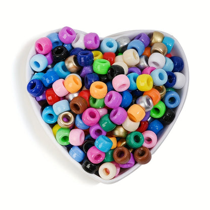 100pcs Colorful Acrylic Big Hole Pony Beads- 6x9mmLarge Hole Beads
