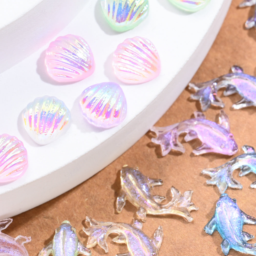 200-Piece 8x15 mm Mini Shiny Fish Flatback Resin Embellishments