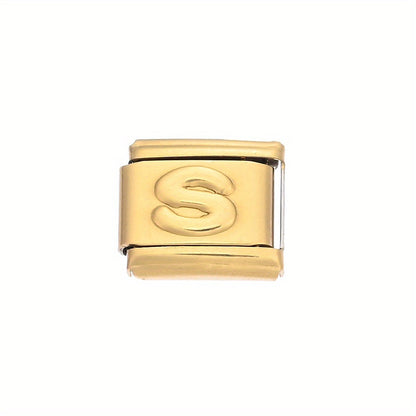 Golden Alphabet Alloy Bracelet Module