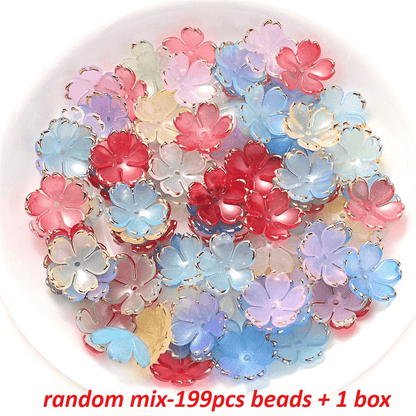 200PCS 19mm Colorful Five-Petal Flower Acrylic Beads