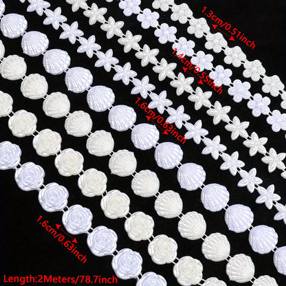 2m Imitation Pearl & Shell Rose Flower Bead Chain