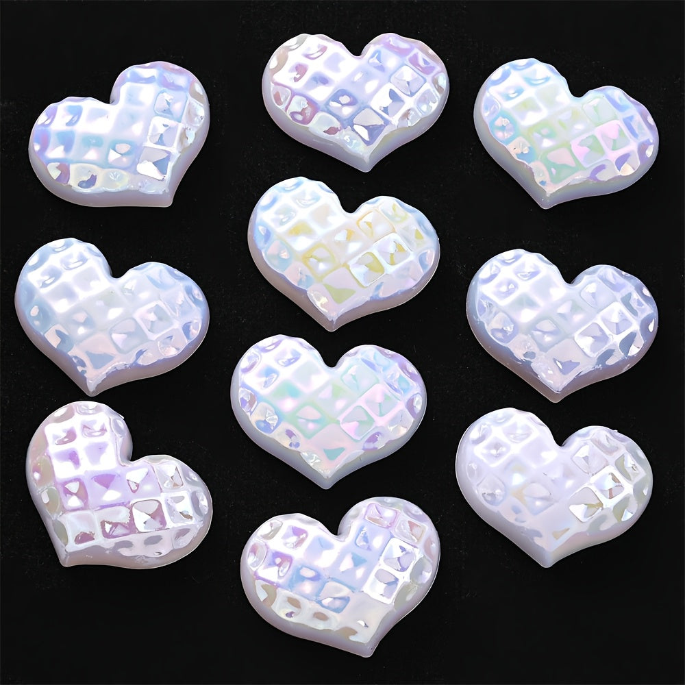 Transparent White Heart Flatback Embellishments