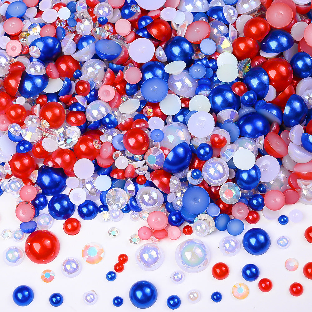 Red Blue White Acrylic Beads