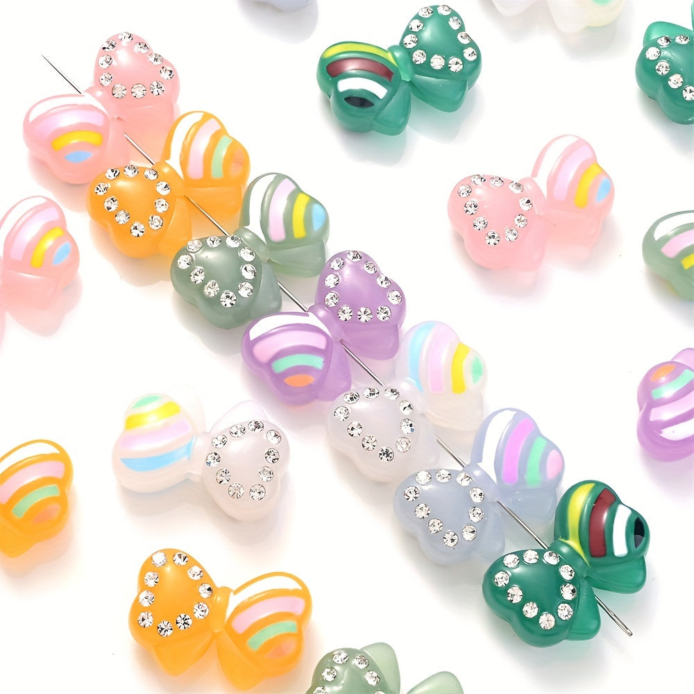 5PCS 16×24mm Luminous Bow Acrylic Bead Set
