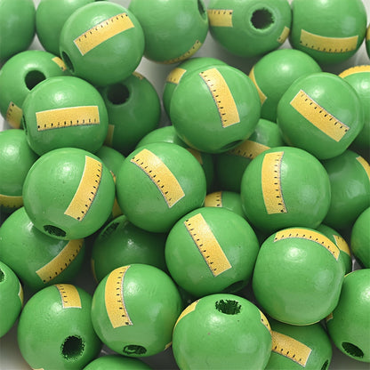 10PCS 16mm Colorful Patterned Wooden Bead Set