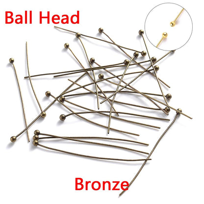 200-Piece 16-50 mm Flat Head Jewelry Head Pins
