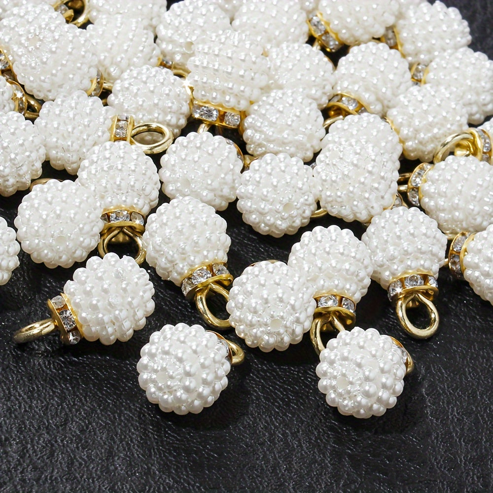 10/20PCS 10/12mm White Glossy Bayberry Acrylic Pendant Set