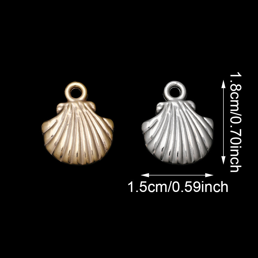 Golden and Silvery Plastic Shell Pendant Charms