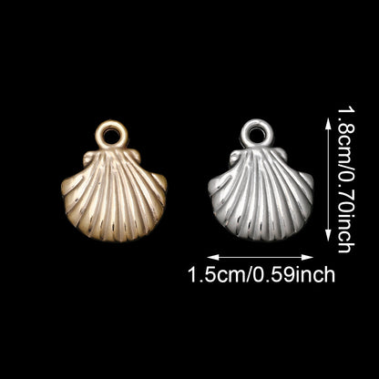 Golden and Silvery Plastic Shell Pendant Charms
