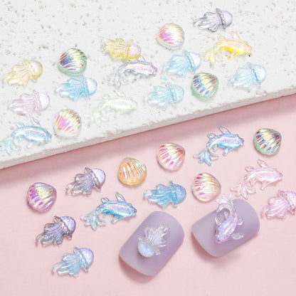 200-Piece 8x15 mm Mini Shiny Fish Flatback Resin Embellishments