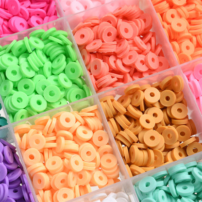 28-Color Flat Round Polymer Clay Bead Set
