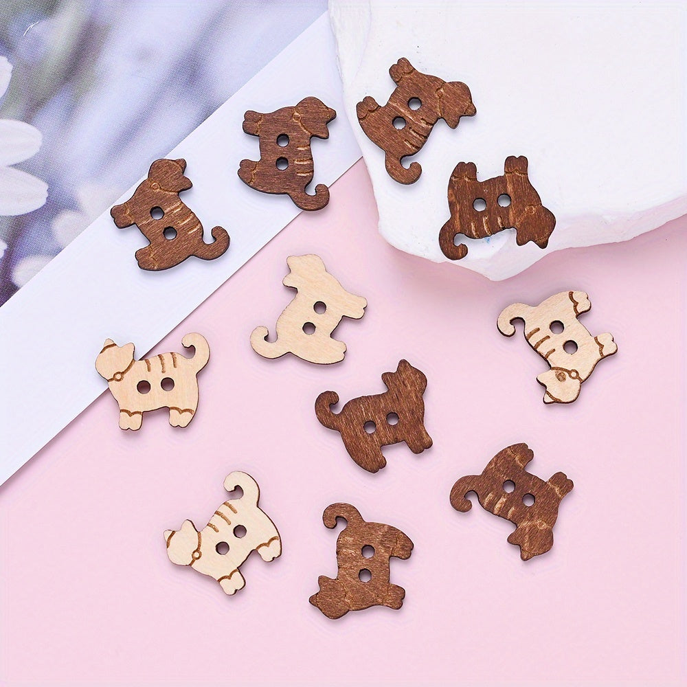Kitten Wood Double Hole Buttons