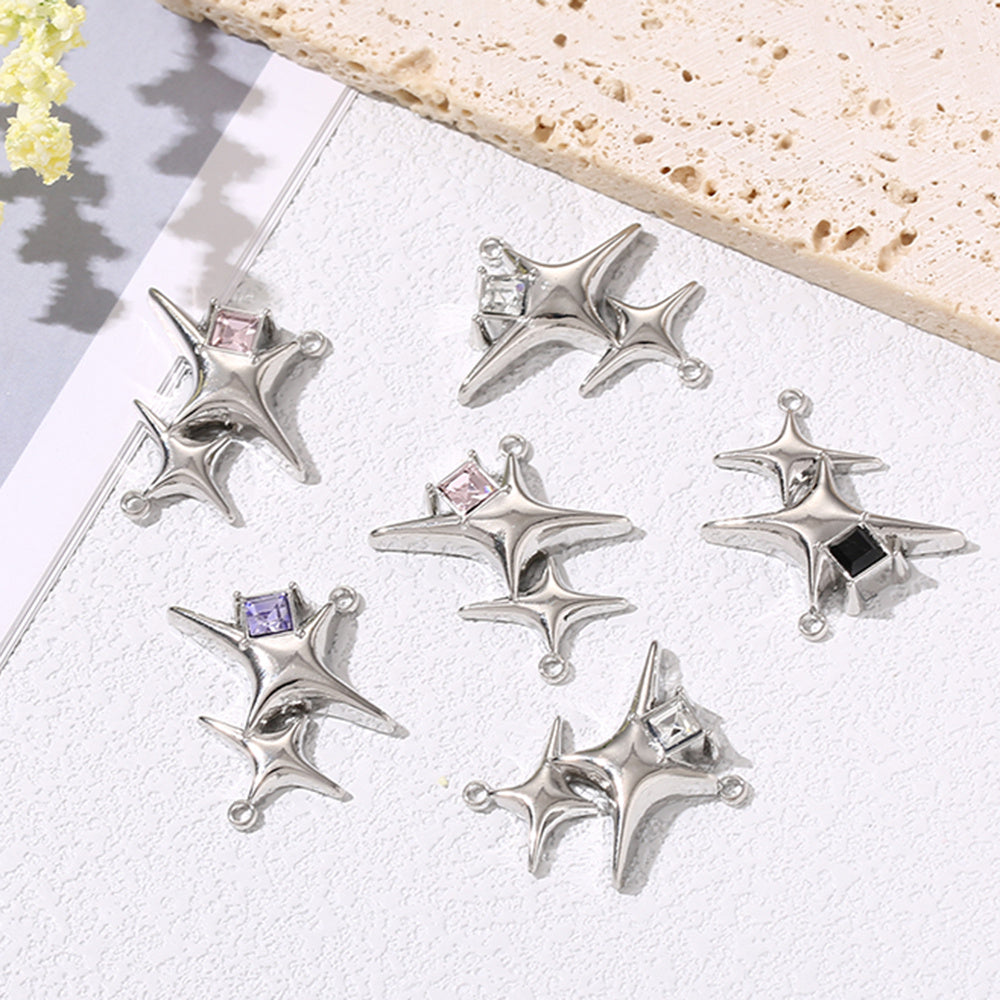 27x29 mm Alloy Double Star Pendants