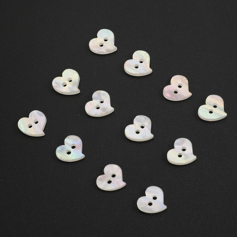 20PCS White Heart Resin Double-Hole Buttons