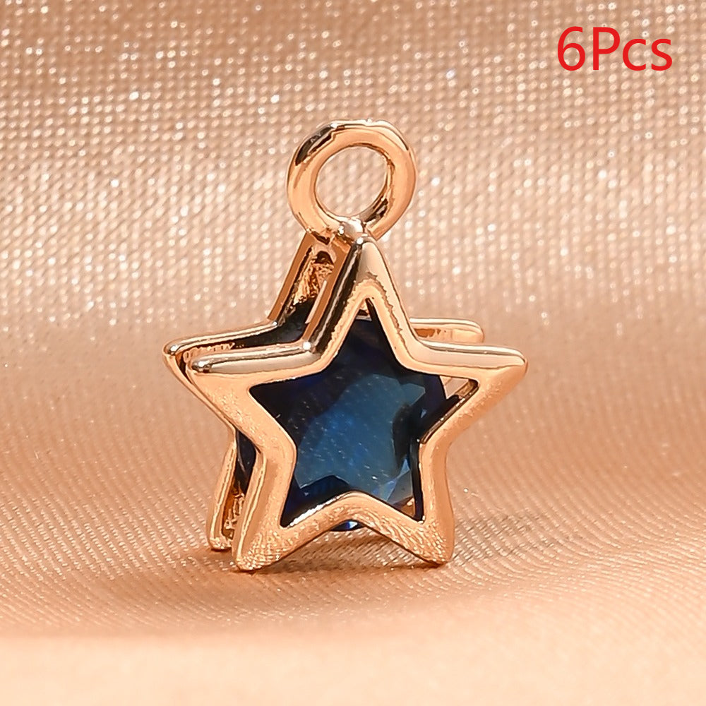 Rhinestone Star Copper Charms