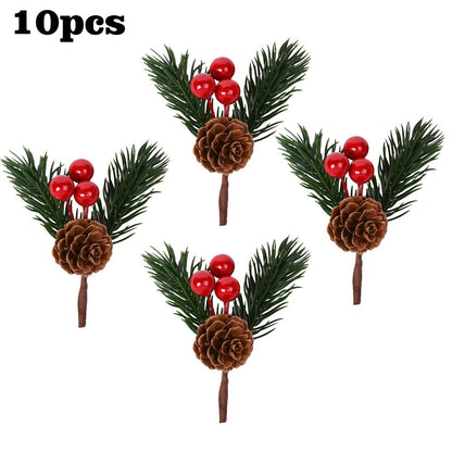 Christmas Pine Cone and Red Berry Decorations