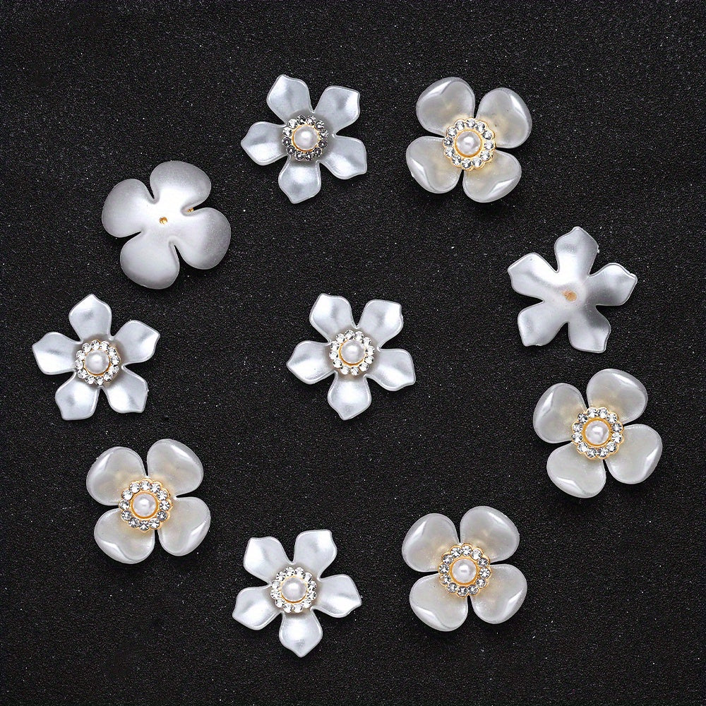 White Acrylic Petal Patch Beads