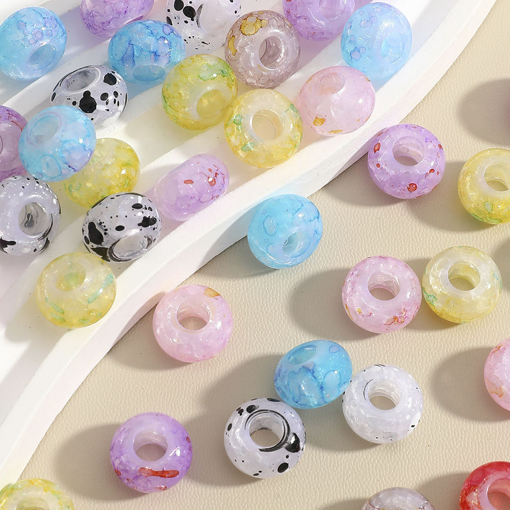 Ink Spatter Large Hole Acrylic Beads