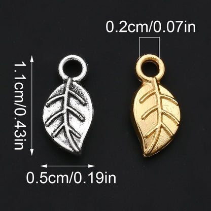Golden Leaf Alloy Pendant Charms