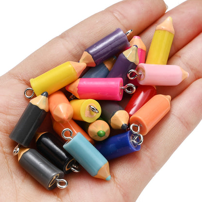 30-Piece Mixed Color Pencil Head Charms