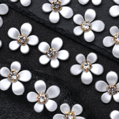 White Five-Petal Flower Acrylic Patch Beads