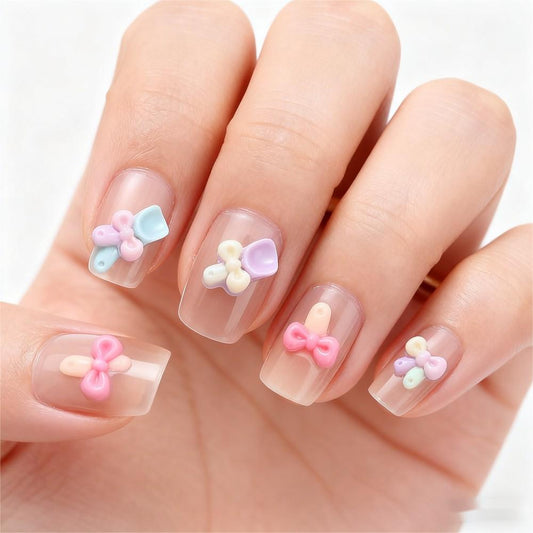 100PCS Colorful Kawaii Mini Bow Spoon & Fork Resin Embellishment Set