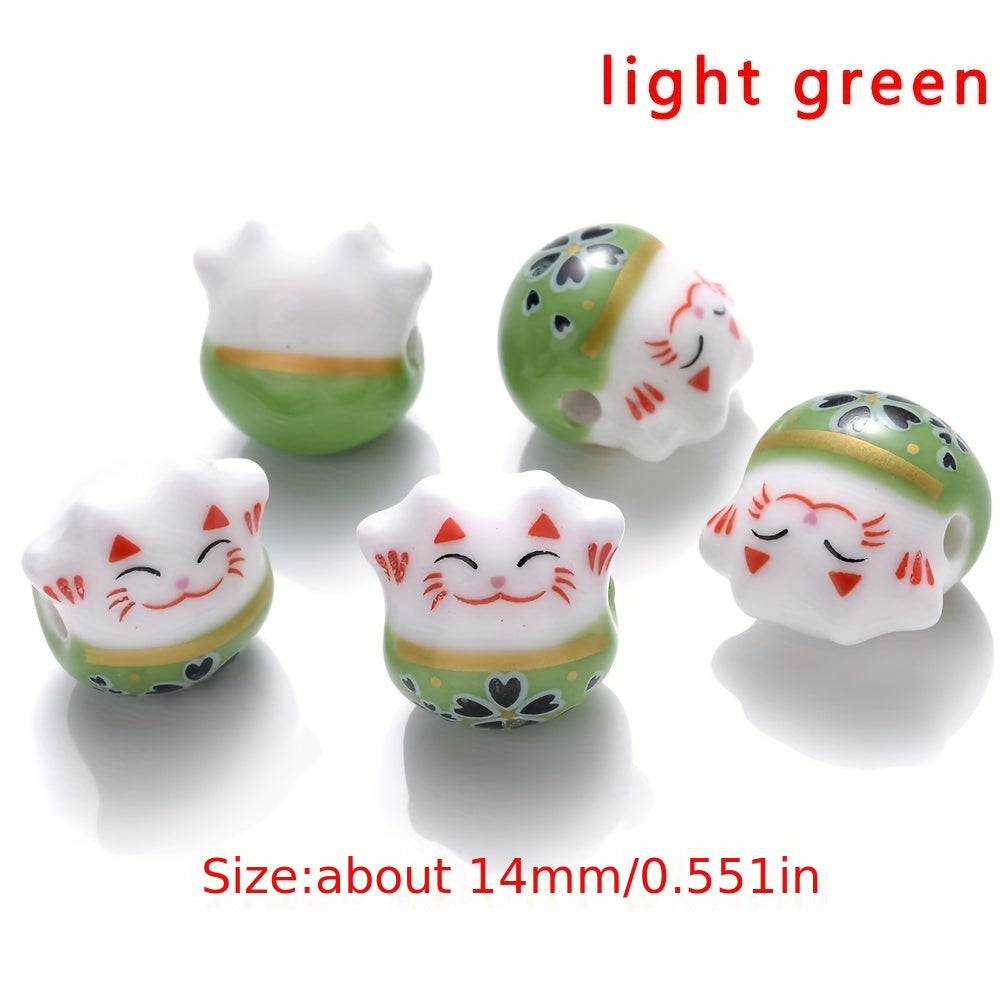 Mixed Lucky Cat Ceramic Beads