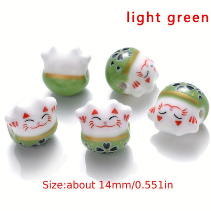 Mixed Lucky Cat Ceramic Beads