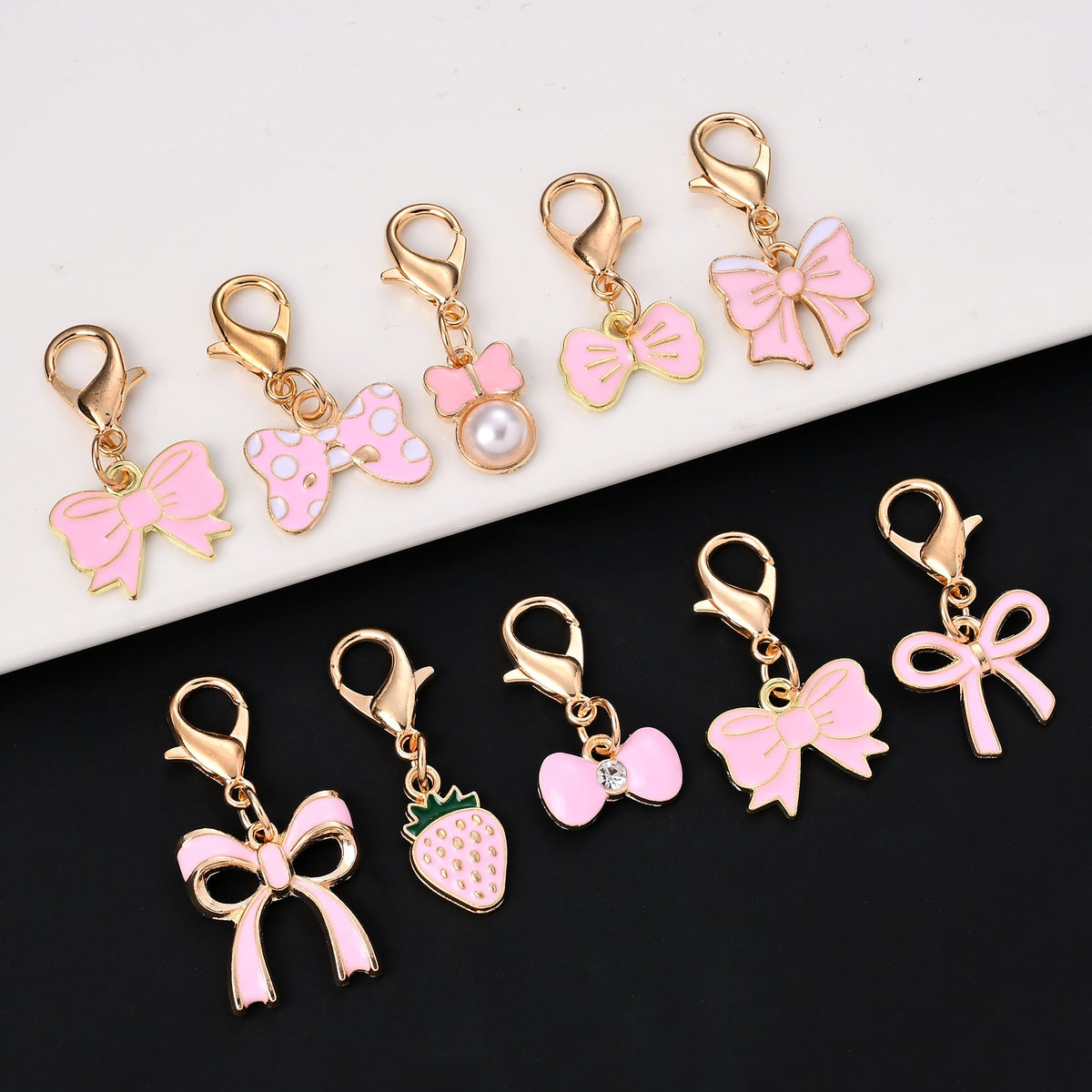 Pink Bow Enamel Pendant Charms