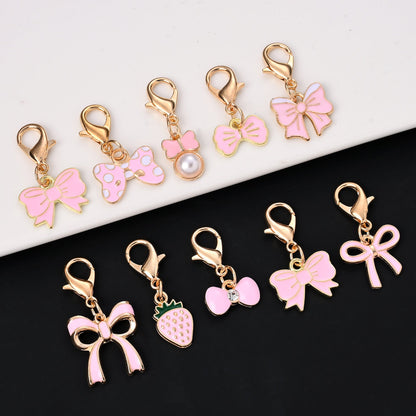 Pink Bow Enamel Pendant Charms
