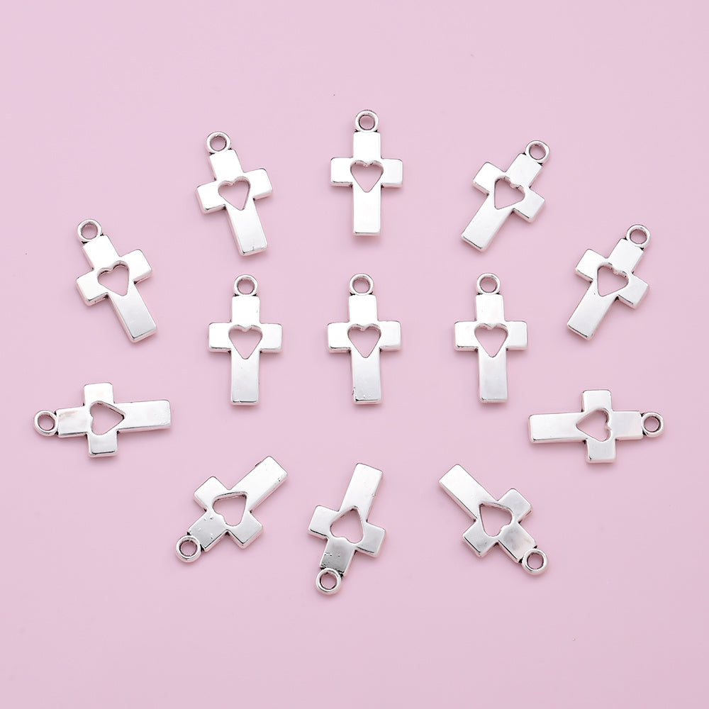 Heart Hollow Cross Pendant Charms