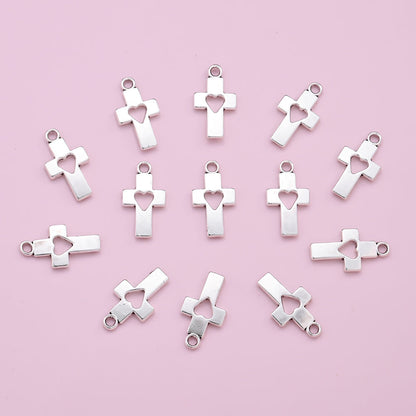 Heart Hollow Cross Pendant Charms
