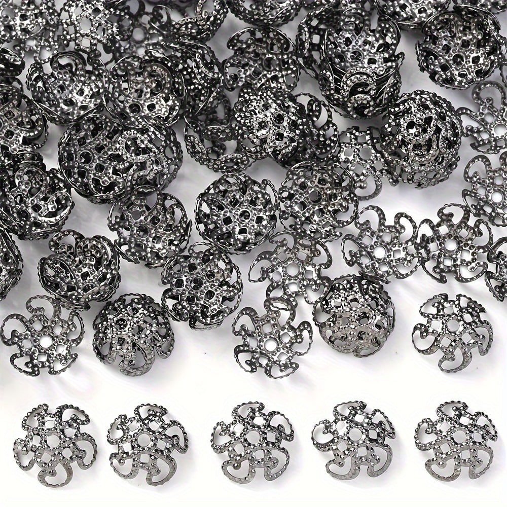 100PCS 8mm Flower Circle Metal-Plated Bead Cap Set