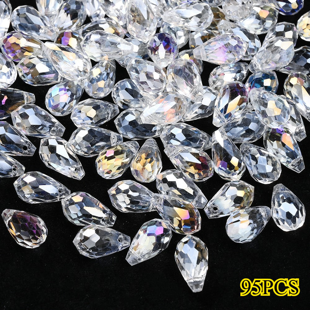 90/95pcs 5/6/8mm Glass Water Droplet Transparent AB Beads